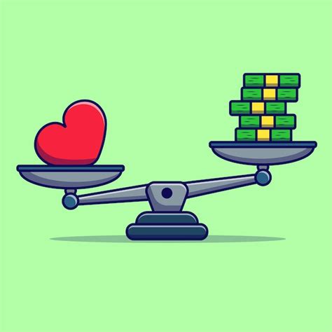 Illustrazione di una bilancia con simboli del denaro e di un cervello