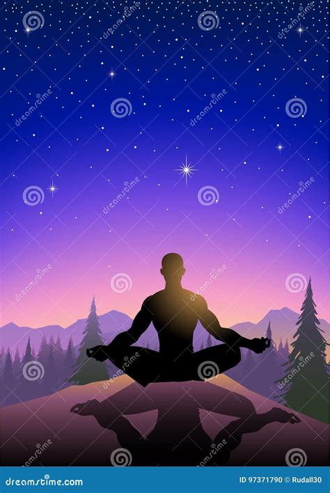 Illustrazione di una persona che medita in un ambiente sereno