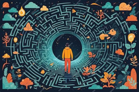 Representación artística de un laberinto de pensamientos y emociones