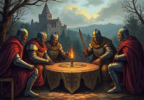 Illustrazione di Re Artù e i Cavalieri della Tavola Rotonda